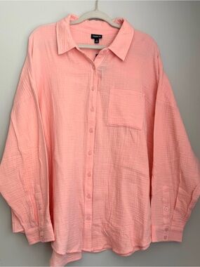 Torrid women’s Button-Down Shirt in Soft Peach